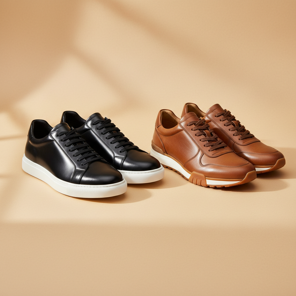 Black and Brown Leather Sneakers