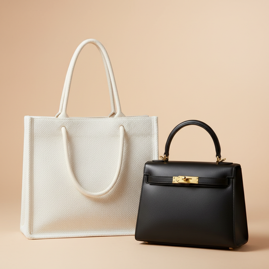 Bags on Warm Beige Studio Background