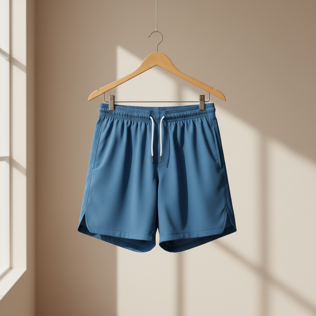 Blue shorts on hanger - version 1